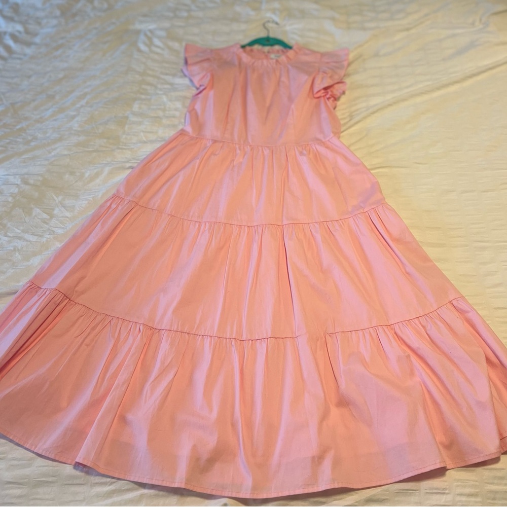 Pink Ruffled Sleeve Crown and Ivy Dress